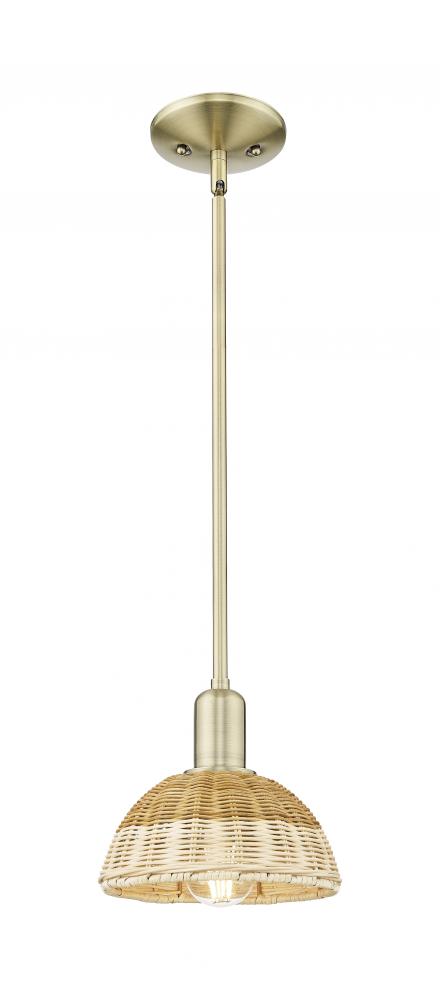 Natural Ballston Dome - 1 Light - 6 inch - Antique Brass - Mini Pendant