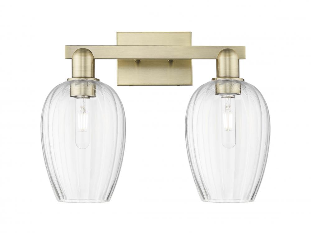 Preston Flute - 2 Light - 16 inch - Antique Brass - Bath Vanity Light