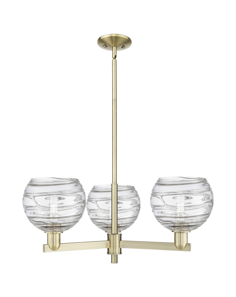 Athens Deco Swirl - 3 Light - 30 inch - Antique Brass - Stem hung - Pendant