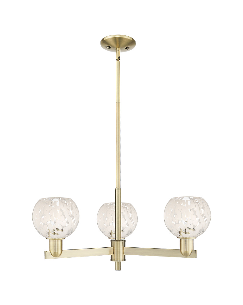White Mouchette - 3 Light - 28 inch - Antique Brass - Stem hung - Pendant