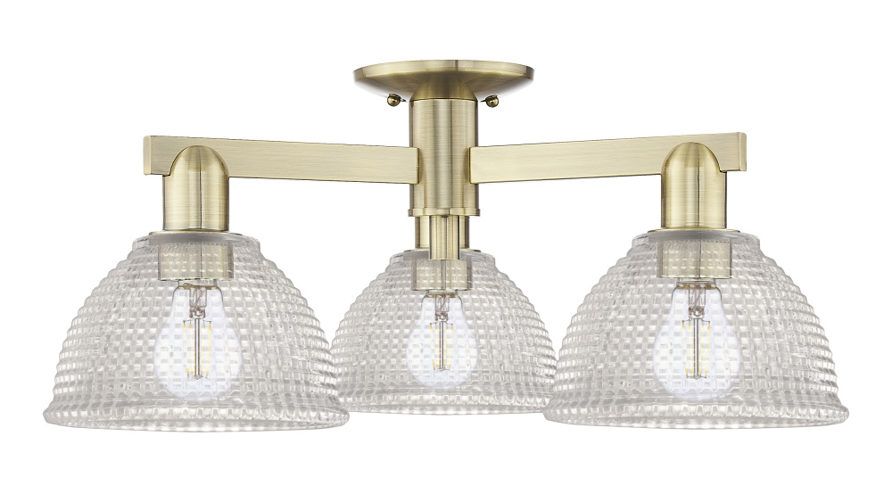 Arietta - 3 Light - 26 inch - Antique Brass - Semi-Flush Mount