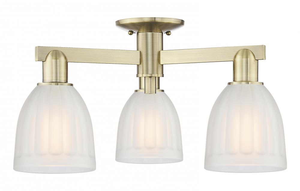 Brookfield - 3 Light - 23 inch - Antique Brass - Semi-Flush Mount