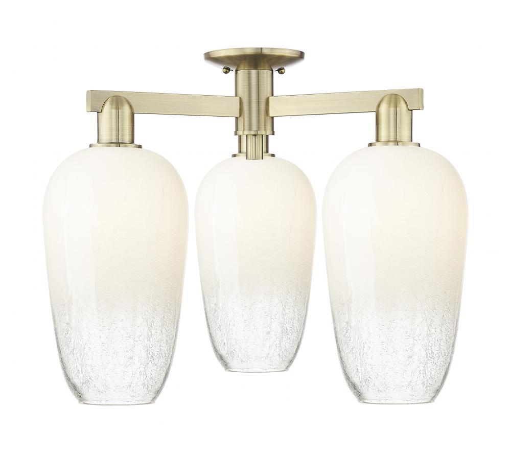 Brookhaven Flute - 3 Light - 6 inch - Antique Brass - Semi-Flush Mount