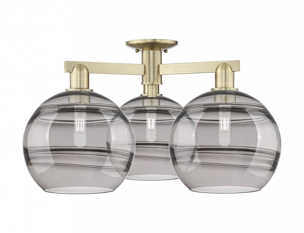 Rochester - 3 Light - 28 inch - Antique Brass - Semi-Flush Mount