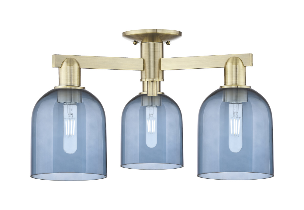 Bella - 3 Light - 23 inch - Antique Brass - Semi-Flush Mount