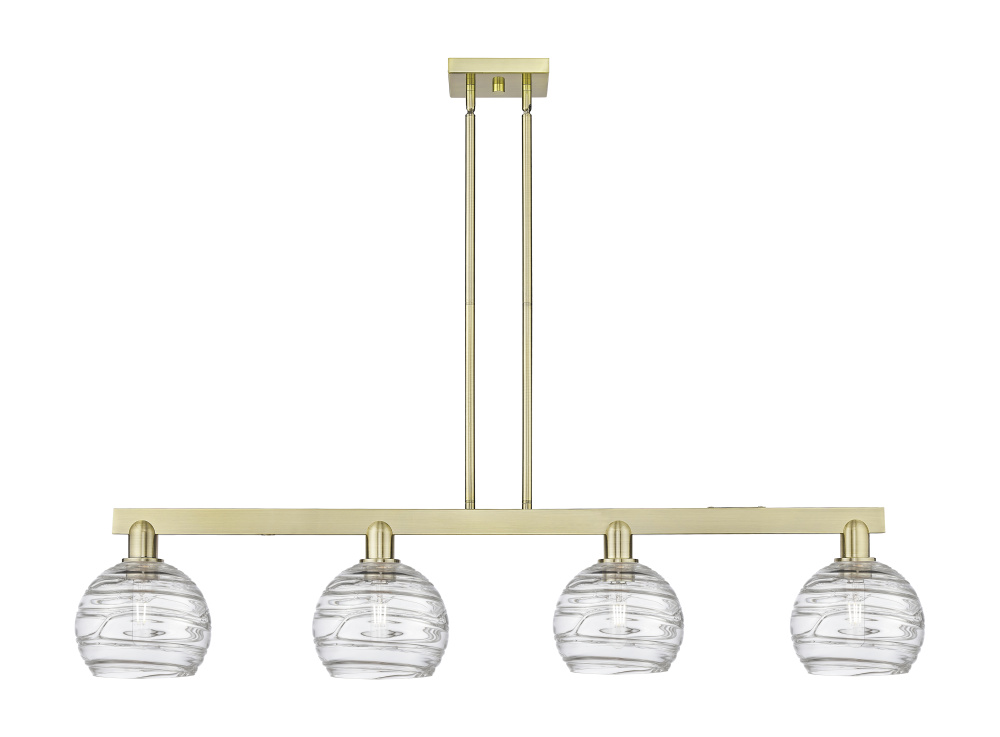 Athens Deco Swirl - 4 Light - 51 inch - Antique Brass - Stem hung - Island Light