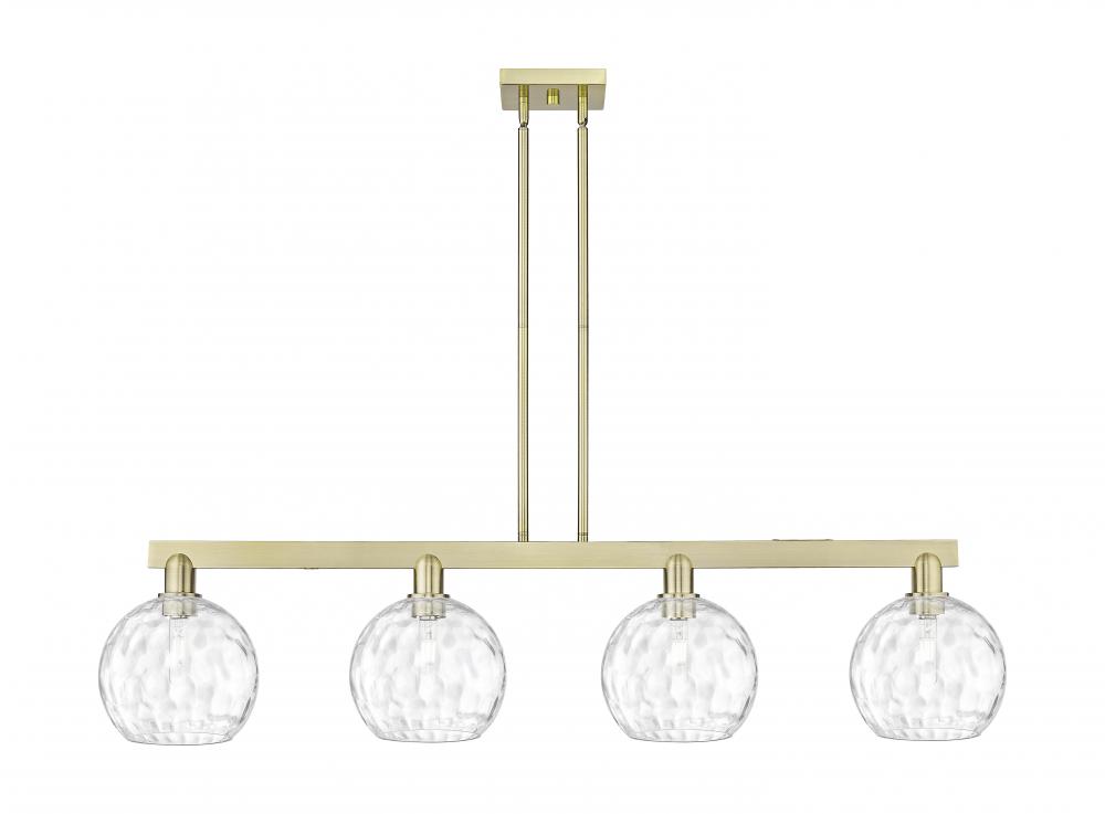 Athens Water Glass - 4 Light - 51 inch - Antique Brass - Stem hung - Island Light