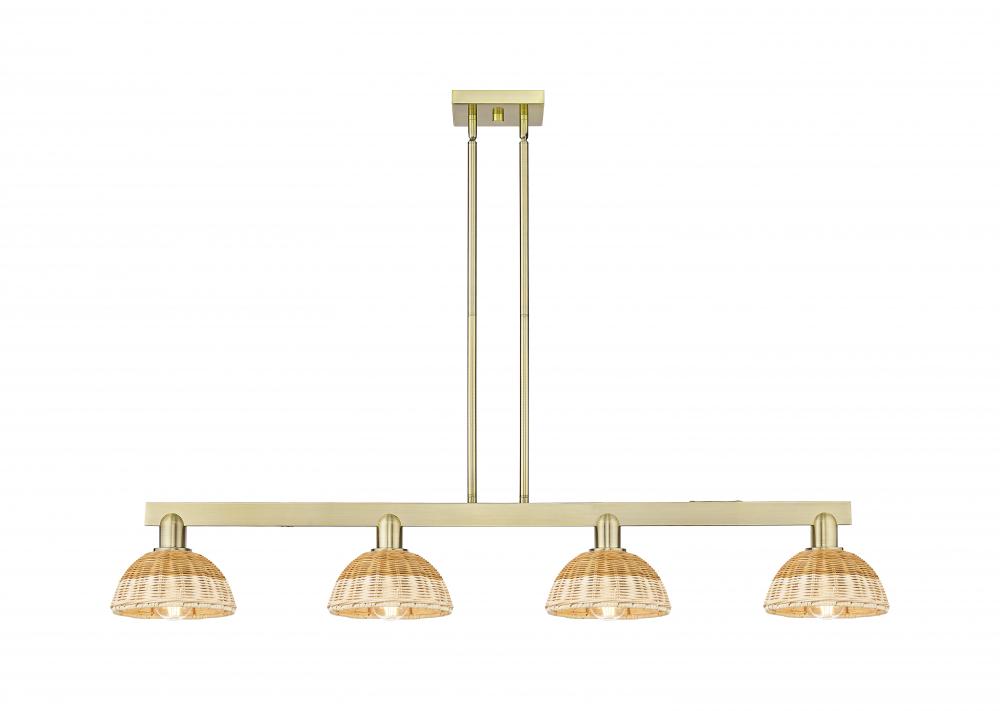 Natural Ballston Dome - 4 Light - 48 inch - Antique Brass - Stem hung - Island Light