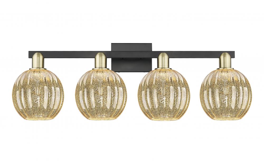 Preston Globe - 4 Light - 36 inch - Black Antique Brass - Bath Vanity Light