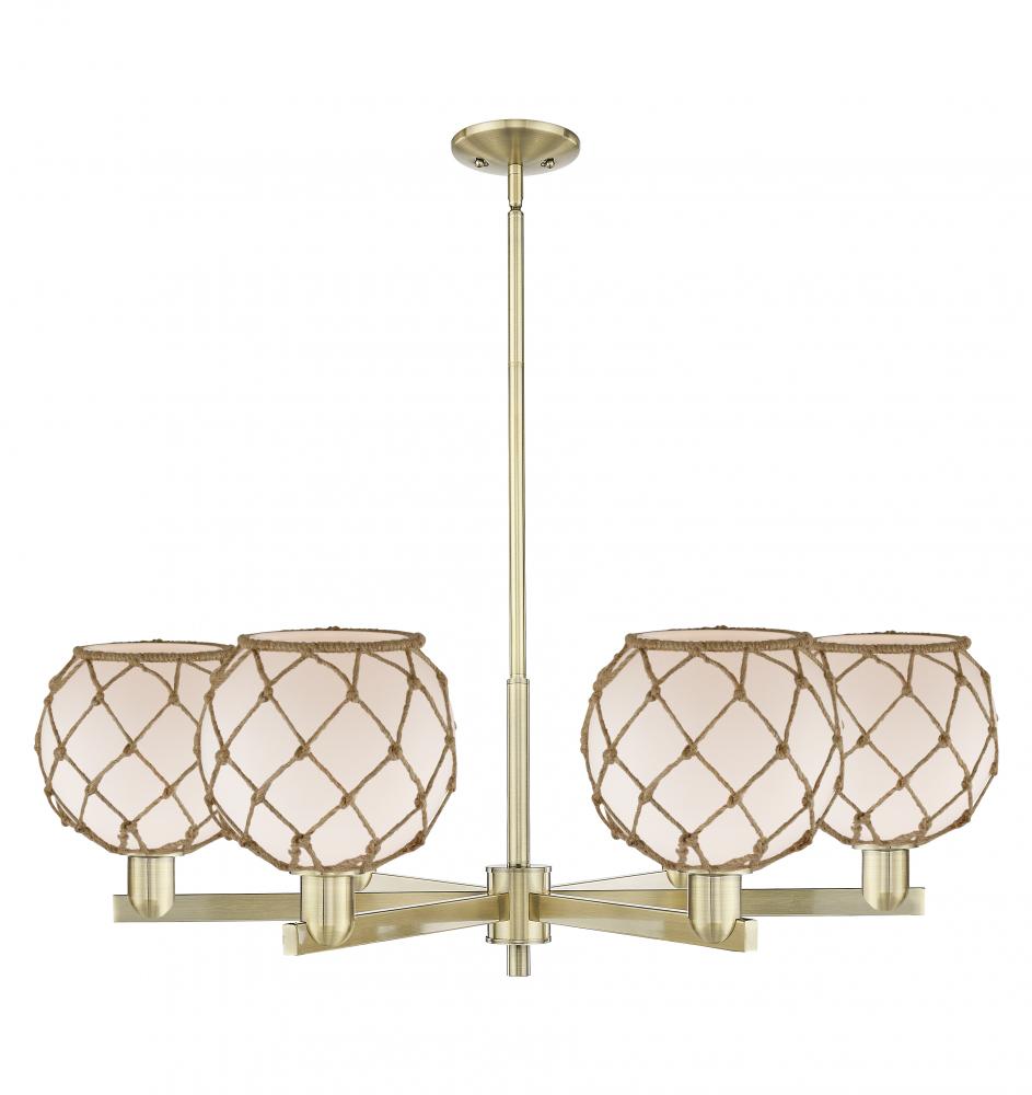 Farmhouse Rope - 6 Light - 38 inch - Antique Brass - Stem hung - Chandelier