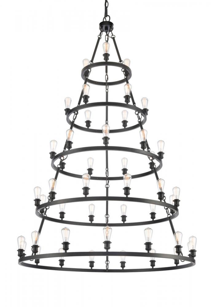 Saloon - 45 Light - 60 inch - Matte Black - Chain Hung - Chandelier
