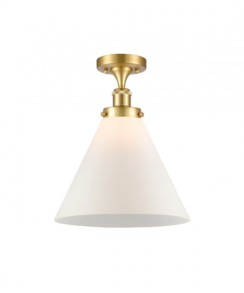 Cone - 1 Light - 12 inch - Satin Gold - Semi-Flush Mount