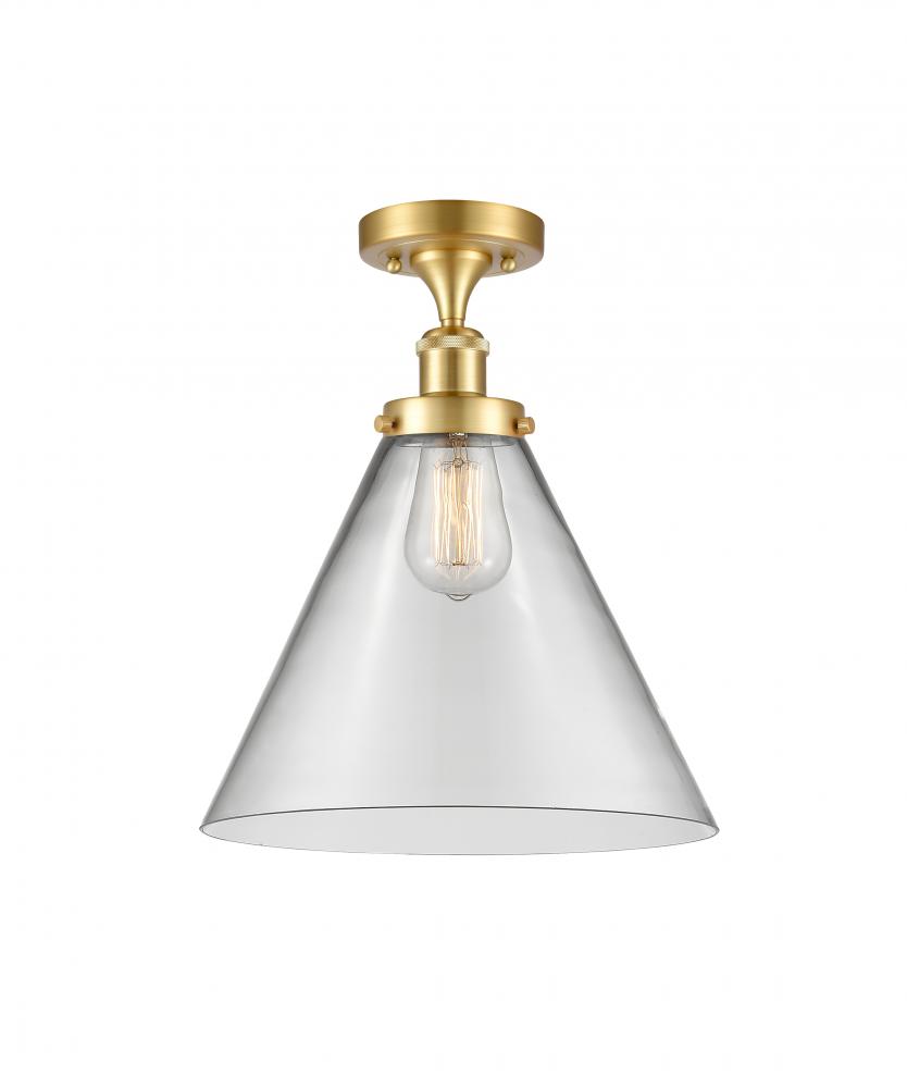 Cone - 1 Light - 12 inch - Satin Gold - Semi-Flush Mount