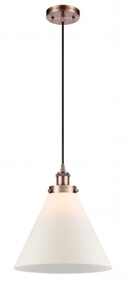 Cone - 1 Light - 12 inch - Antique Copper - Cord hung - Mini Pendant