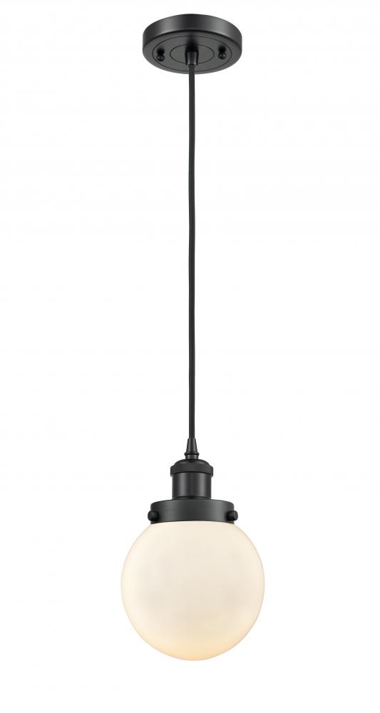 Beacon - 1 Light - 6 inch - Matte Black - Cord hung - Mini Pendant