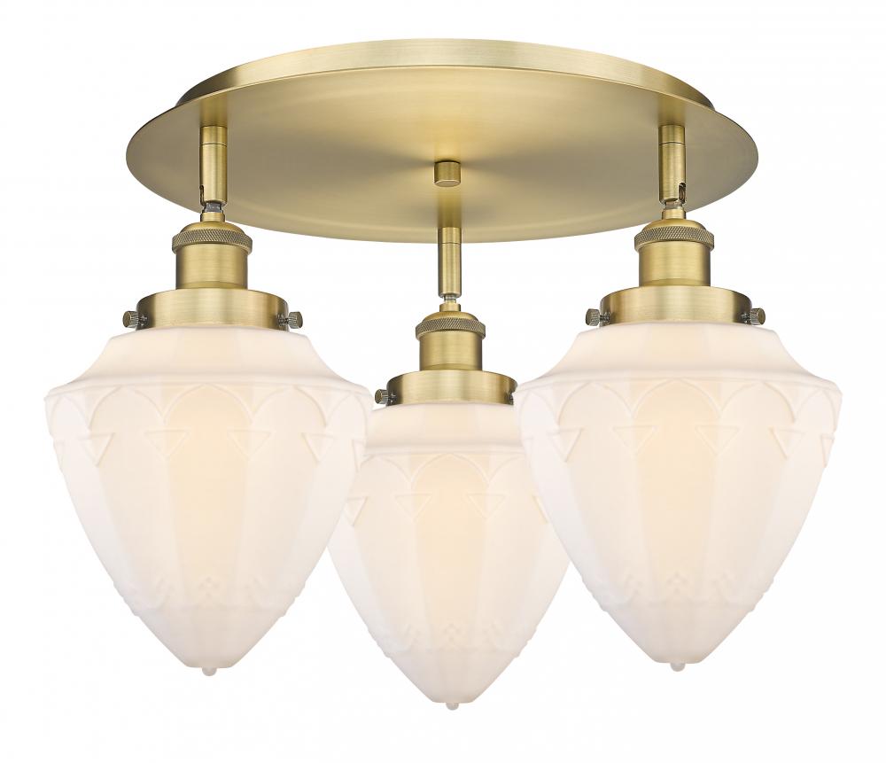 Bullet - 3 Light - 18 inch - Brushed Brass - Semi-Flush Mount
