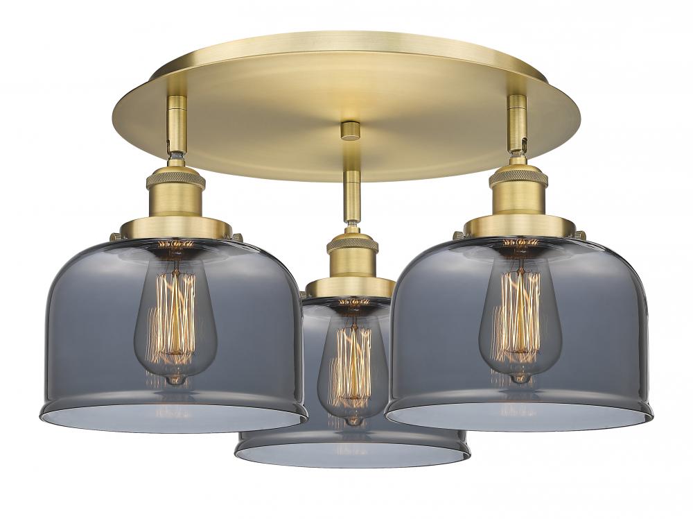 Cone - 3 Light - 20 inch - Brushed Brass - Semi-Flush Mount