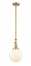 Innovations Lighting 206-SG-G201-8-LED - Beacon - 1 Light - 8 inch - Satin Gold - Stem Hung - Adjustable Mini Pendant