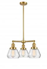 Innovations Lighting 207-SG-G172 - Fulton - 3 Light - 22 inch - Satin Gold - Stem Hung - Chandelier