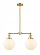 Innovations Lighting 209-SG-G201-8 - Beacon - 2 Light - 25 inch - Satin Gold - Stem Hung - Adjustable Island Light