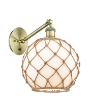 Innovations Lighting 317-1W-AB-G121-10RB - Farmhouse Rope - 1 Light - 10 inch - Antique Brass - Adjustable - Sconce