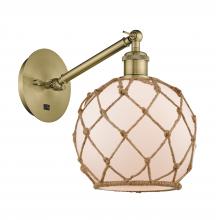 Innovations Lighting 317-1W-AB-G121-8RB - Farmhouse Rope - 1 Light - 8 inch - Antique Brass - Sconce