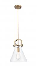 Innovations Lighting 410-1SM-BB-G411-10CL - Newton Cone - 1 Light - 10 inch - Brushed Brass - Mini Pendant