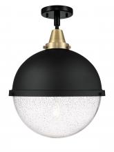 Innovations Lighting 447-1C-BAB-HFS-124-BK - Hampden - 1 Light - 13 inch - Black Antique Brass - Flush Mount