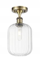Innovations Lighting 516-1C-AB-G460-7CL - Preston Cylinder - 1 Light - 7 inch - Antique Brass - Semi-Flush Mount