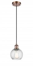 Innovations Lighting 516-1P-AC-G1214-6 - Small Twisted Swirl 1 Light Mini Pendant part of the Ballston Collection