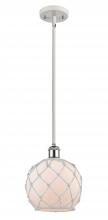 Innovations Lighting 516-1S-WPC-G121-8RW-LED - Farmhouse Rope - 1 Light - 8 inch - White Polished Chrome - Mini Pendant