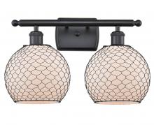 Innovations Lighting 516-2W-BK-G121-8CBK - Farmhouse Chicken Wire - 2 Light - 18 inch - Matte Black - Bath Vanity Light
