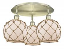 Innovations Lighting 516-3C-AB-G121-8RB - Farmhouse Rope - 3 Light - 20 inch - Antique Brass - Semi-Flush Mount