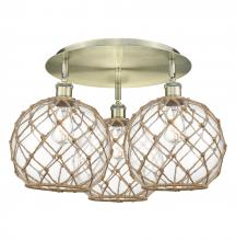 Innovations Lighting 516-3C-AB-G122-10RB - Farmhouse Rope - 3 Light - 22 inch - Antique Brass - Semi-Flush Mount