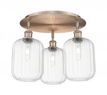 Innovations Lighting 516-3C-AC-G460-7CL - Preston Cylinder - 3 Light - 19 inch - Antique Copper - Semi-Flush Mount