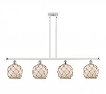 Innovations Lighting 516-4I-WPC-G121-8RB-LED - Farmhouse Rope - 4 Light - 48 inch - White Polished Chrome - Stem hung - Island Light