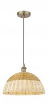 Innovations Lighting 616-1P-AB-NBD2-16-NAT - Natural Ballston Dome - 1 Light - 6 inch - Antique Brass - Cord hung - Mini Pendant