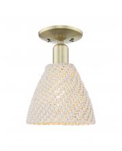 Innovations Lighting 716-1C-AB-NBD-75-NAT - Bristol Natural - 1 Light - 6 inch - Antique Brass - Semi-Flush Mount