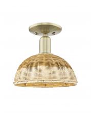 Innovations Lighting 716-1C-AB-NBD2-9-NAT - Natural Ballston Dome - 1 Light - 6 inch - Antique Brass - Semi-Flush Mount