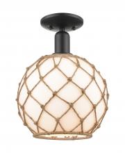 Innovations Lighting 716-1C-BK-G121-10RB - Farmhouse Rope - 1 Light - 10 inch - Matte Black - Semi-Flush Mount