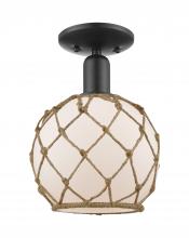 Innovations Lighting 716-1C-BK-G121-8RB - Farmhouse Rope - 1 Light - 8 inch - Matte Black - Semi-Flush Mount
