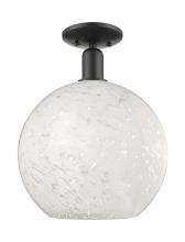 Innovations Lighting 716-1C-BK-G1216-12WM - White Mouchette - 1 Light - 12 inch - Matte Black - Semi-Flush Mount