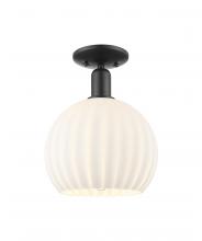 Innovations Lighting 716-1C-BK-G1217-10WV - White Venetian - 1 Light - 10 inch - Matte Black - Semi-Flush Mount