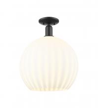Innovations Lighting 716-1C-BK-G1217-14WV - White Venetian - 1 Light - 14 inch - Matte Black - Semi-Flush Mount
