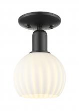 Innovations Lighting 716-1C-BK-G1217-6WV - White Venetian - 1 Light - 6 inch - Matte Black - Semi-Flush Mount