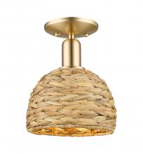 Innovations Lighting 716-1C-CB-RBD-8-NAT - Woven Rattan - 1 Light - 8 inch - Champagne Bronze - Semi-Flush Mount