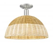 Innovations Lighting 716-1C-SN-NBD2-16-NAT - Natural Ballston Dome - 1 Light - 6 inch - Brushed Satin Nickel - Semi-Flush Mount