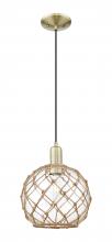 Innovations Lighting 716-1P-AB-G122-10RB - Farmhouse Rope - 1 Light - 10 inch - Antique Brass - Cord hung - Mini Pendant