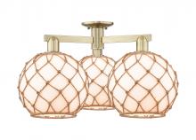 Innovations Lighting 716-3F-AB-G121-10RB - Farmhouse Rope - 3 Light - 28 inch - Antique Brass - Semi-Flush Mount