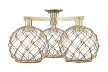 Innovations Lighting 716-3F-AB-G122-10RB - Farmhouse Rope - 3 Light - 28 inch - Antique Brass - Semi-Flush Mount